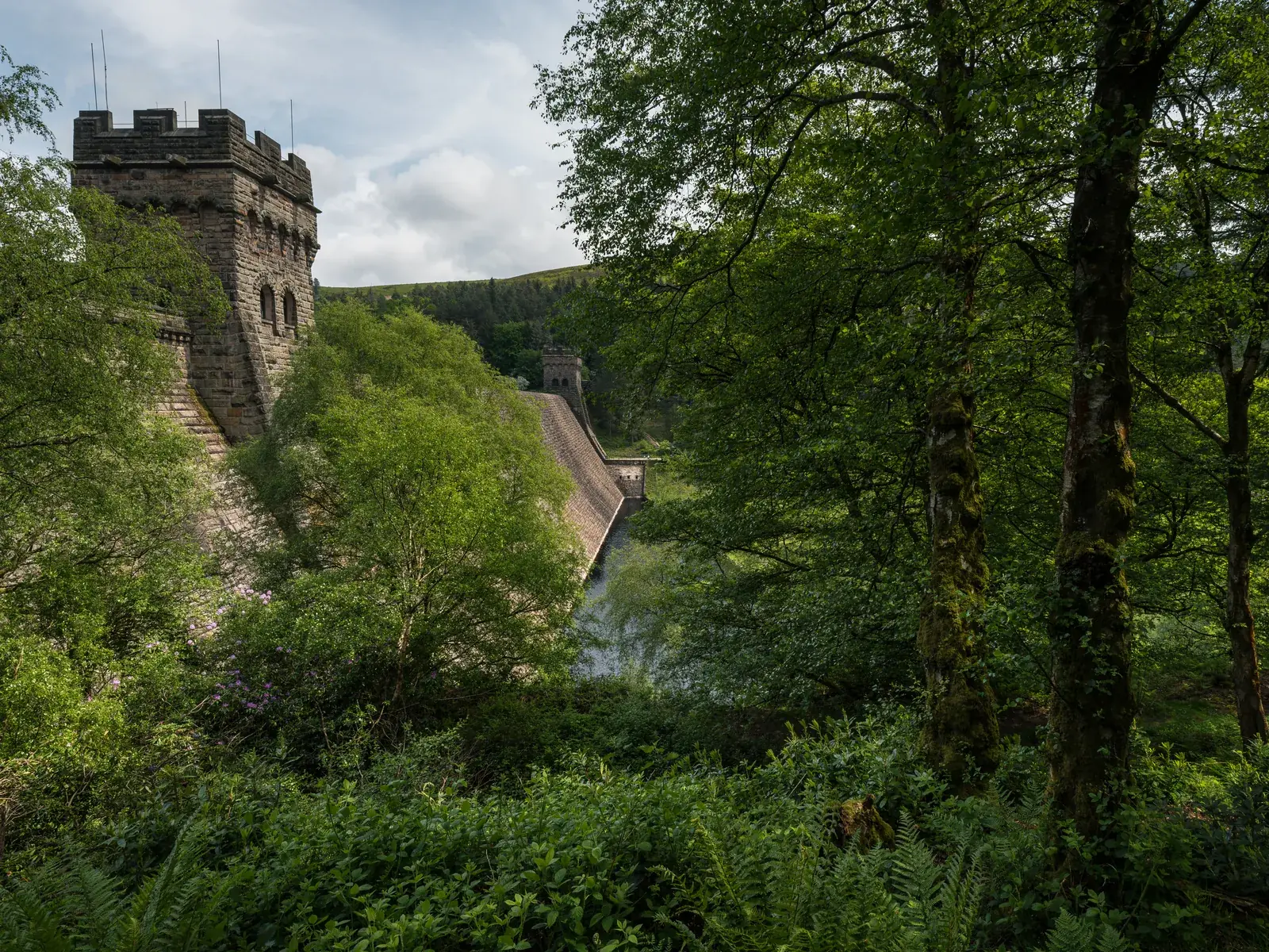 Derwent Dam in the Upper Derwent Valley of the Peak District