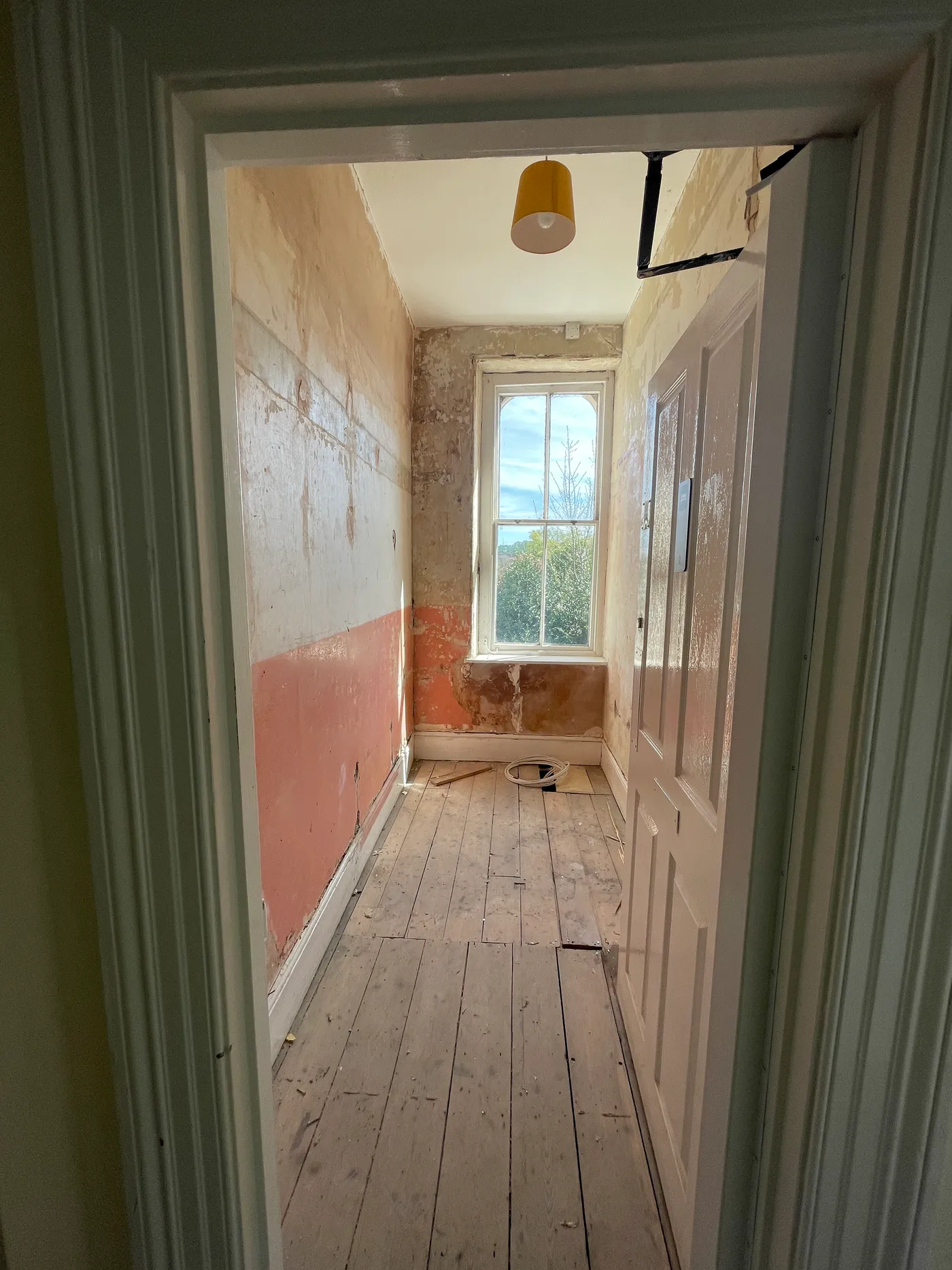 Floorboards lifted and walls taken back during the Hathersage renovation