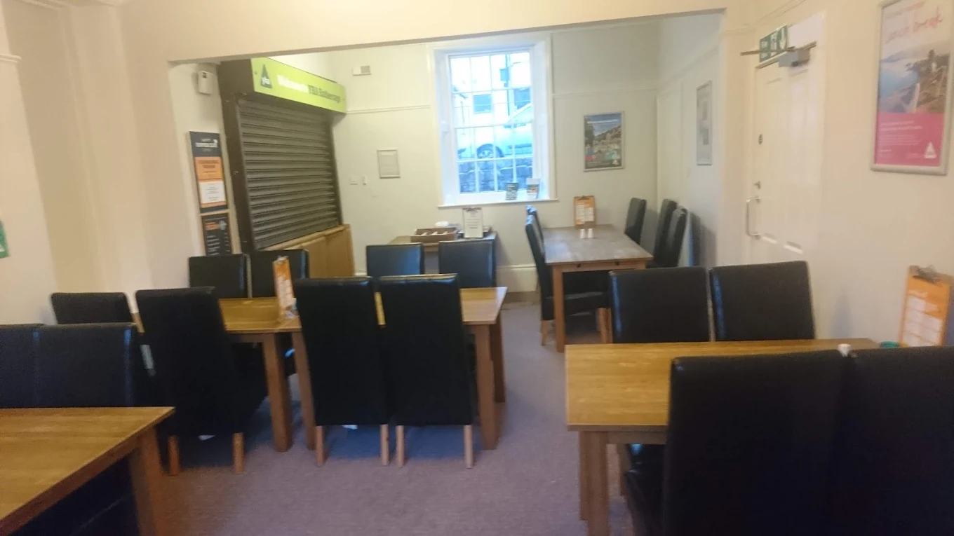 The old YHA Hathersage dining room with YHA signage