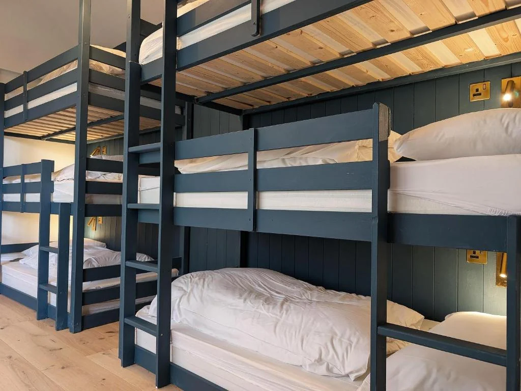 Shared dorm bunk room at Base Camp Hathersage